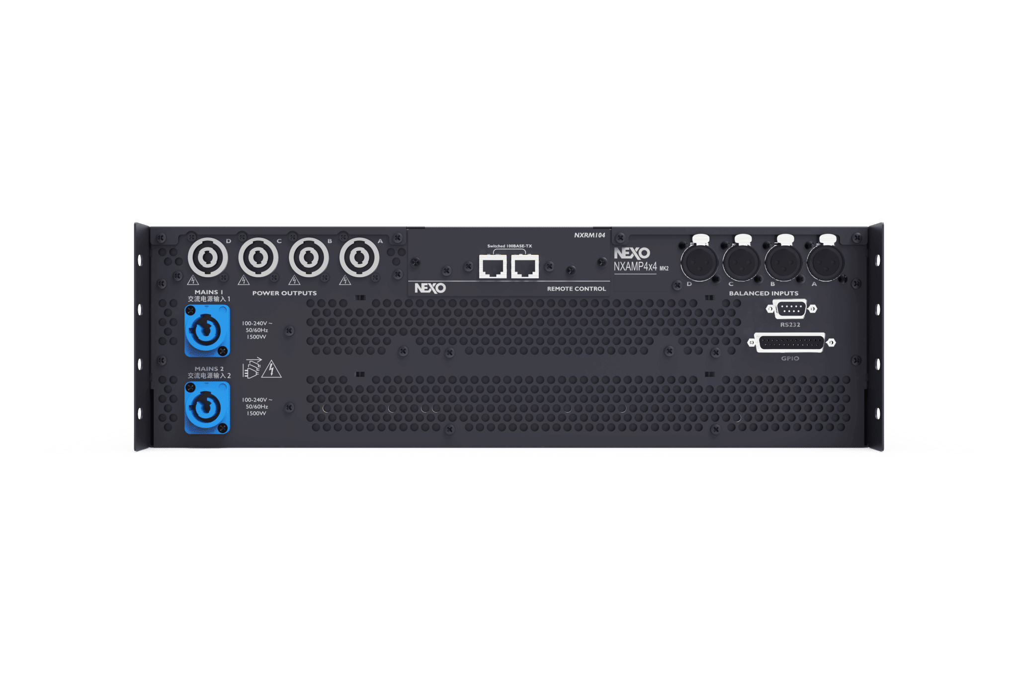 système de sonorisation professionnel nexo : ampli nxamp4x4 vendu et installé par le distributeur officiel espace concept