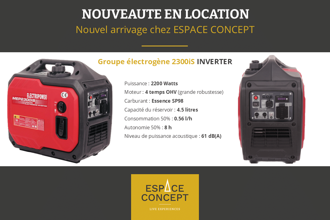 groupe électrogène essence en location chez espace concept